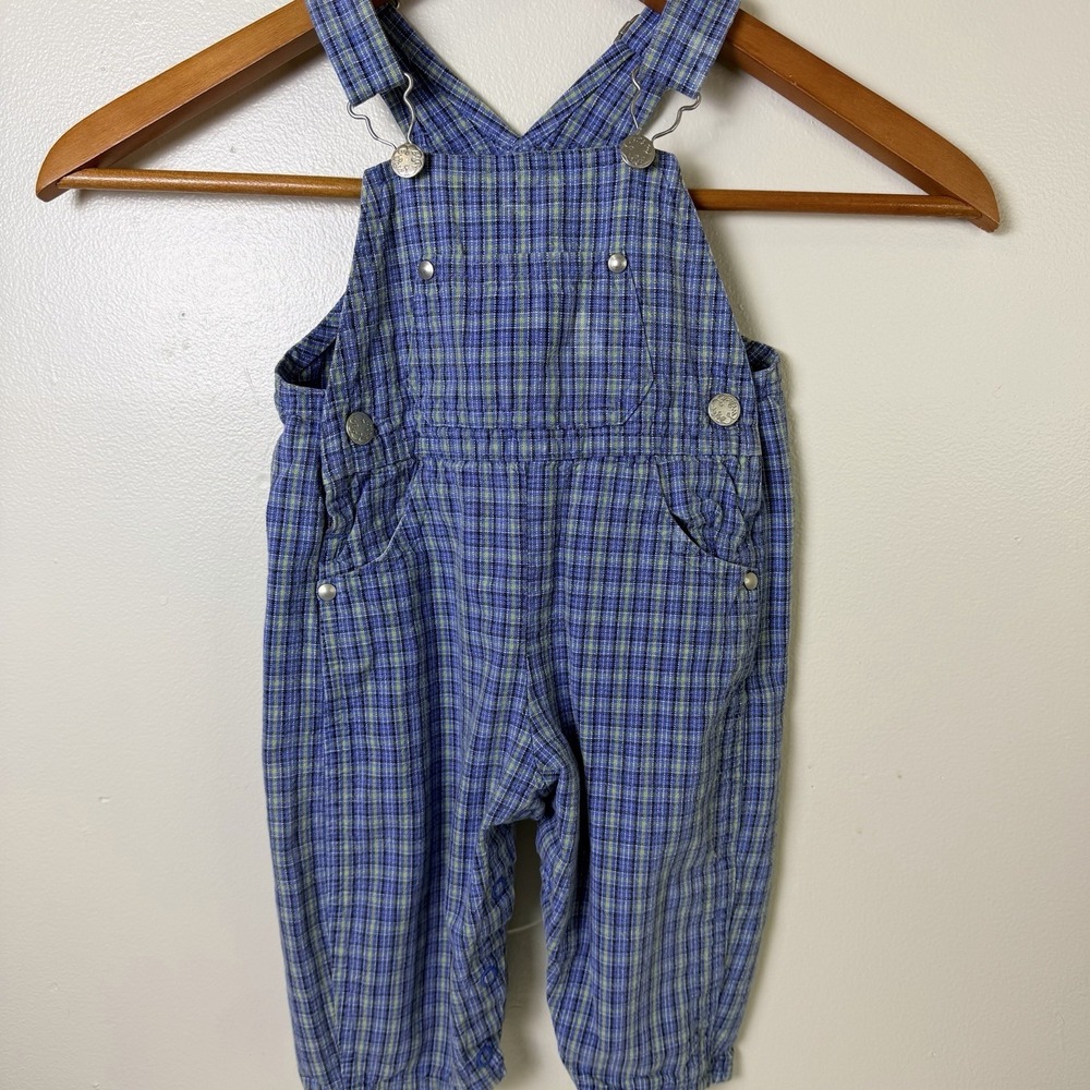 vtg 90s usa OSHKOSH BABY B'GOSH Vestbak plaid jump suit overalls 12 MONTHS